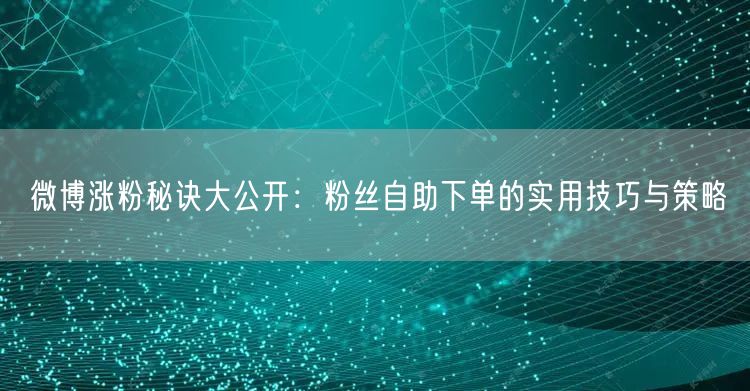 微博涨粉秘诀大公开：粉丝自助下单的实用技巧与策略