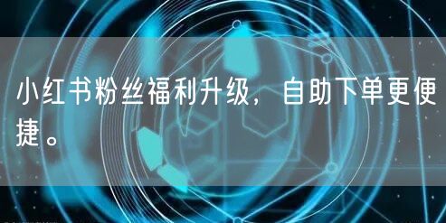 小红书粉丝福利升级，自助下单更便捷。