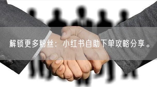 解锁更多粉丝：小红书自助下单攻略分享。