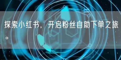 探索小红书，开启粉丝自助下单之旅。
