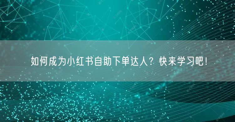 如何成为小红书自助下单达人？快来学习吧！