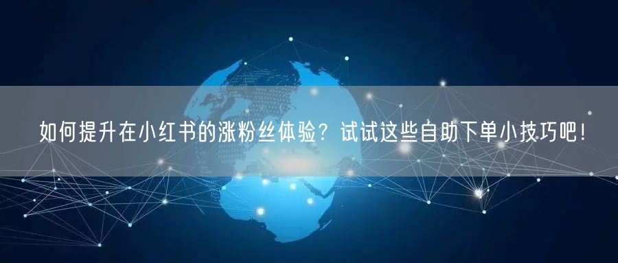 如何提升在小红书的涨粉丝体验？试试这些自助下单小技巧吧！