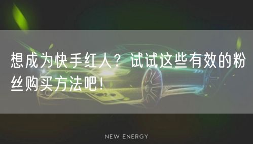 想成为快手红人？试试这些有效的粉丝购买方法吧！