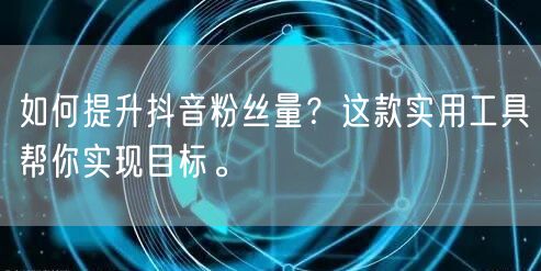 如何提升抖音粉丝量？这款实用工具帮你实现目标。