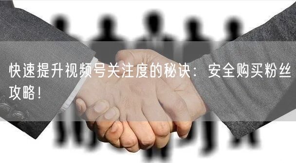 快速提升视频号关注度的秘诀：安全购买粉丝攻略！