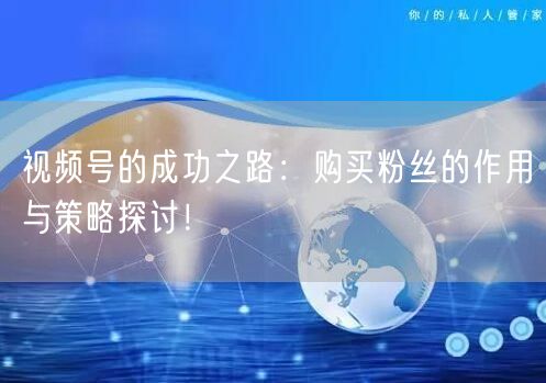 视频号的成功之路：购买粉丝的作用与策略探讨！
