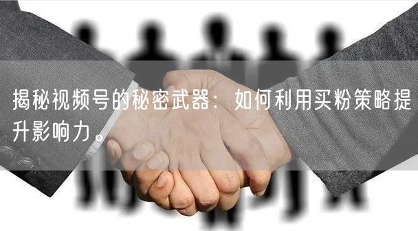 揭秘视频号的秘密武器：如何利用买粉策略提升影响力。