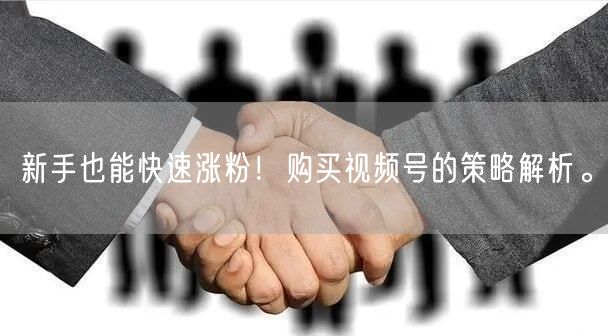 新手也能快速涨粉！购买视频号的策略解析。