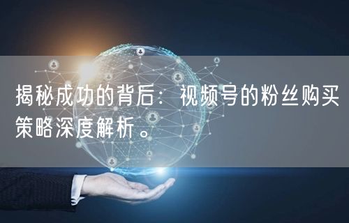 揭秘成功的背后：视频号的粉丝购买策略深度解析。