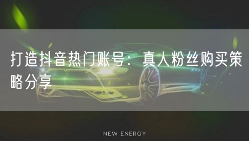 打造抖音热门账号：真人粉丝购买策略分享