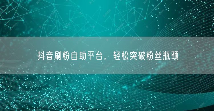 抖音刷粉自助平台，轻松突破粉丝瓶颈