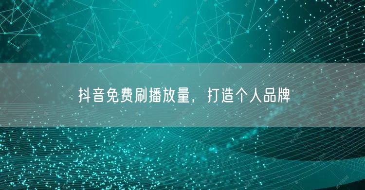 抖音免费刷播放量，打造个人品牌