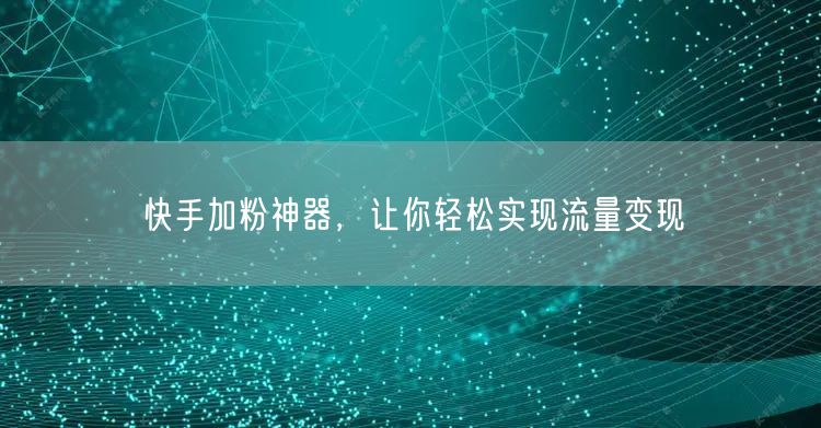 快手加粉神器，让你轻松实现流量变现