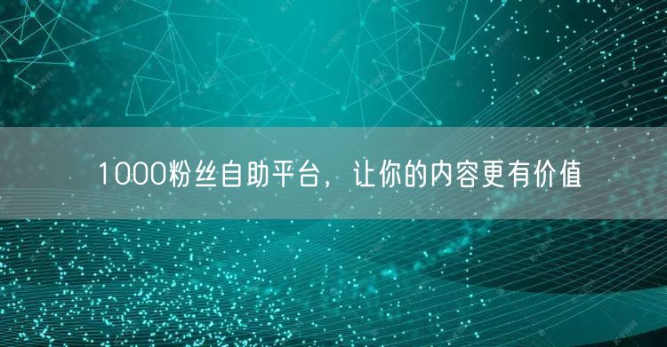 1000粉丝自助平台，让你的内容更有价值