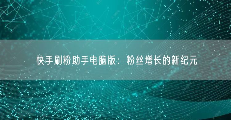 快手刷粉助手电脑版：粉丝增长的新纪元