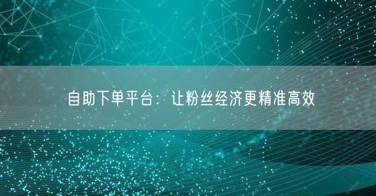 自助下单平台：让粉丝经济更精准高效