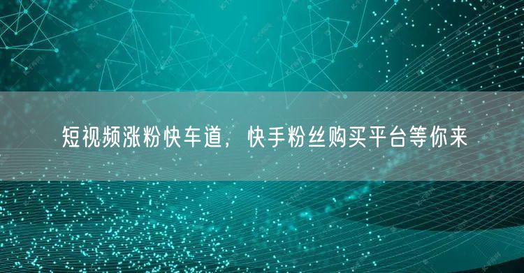 短视频涨粉快车道，快手粉丝购买平台等你来