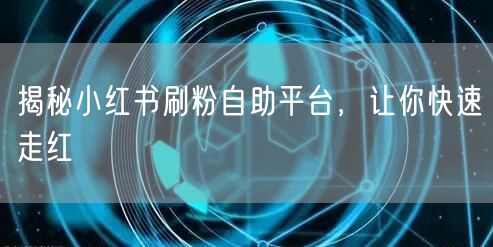 揭秘小红书刷粉自助平台，让你快速走红
