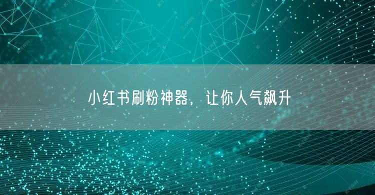 小红书刷粉神器，让你人气飙升
