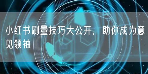 小红书刷量技巧大公开，助你成为意见领袖