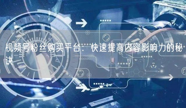 视频号粉丝购买平台：快速提高内容影响力的秘诀