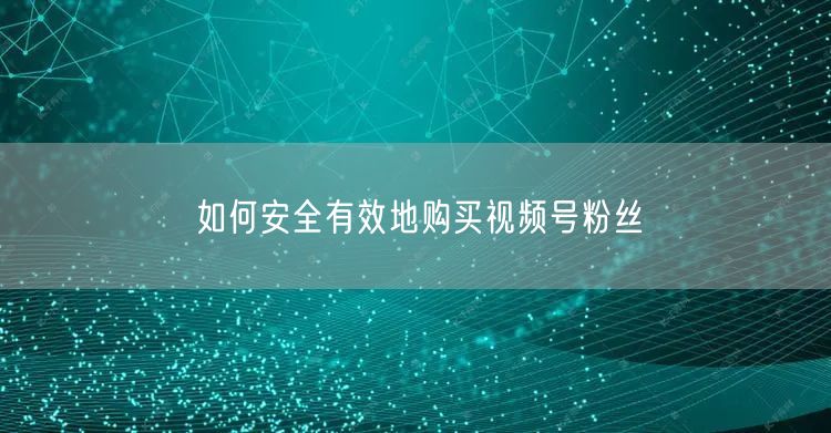 如何安全有效地购买视频号粉丝