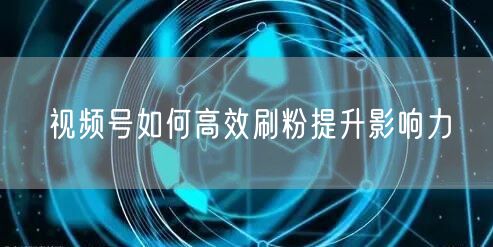 视频号如何高效刷粉提升影响力