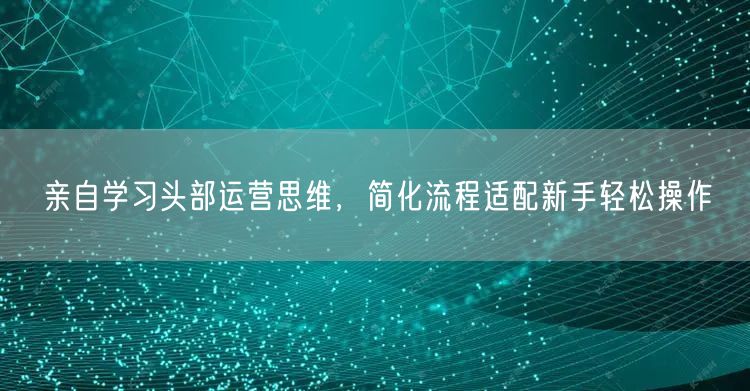 亲自学习头部运营思维，简化流程适配新手轻松操作